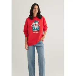 Kapuzenpullover MAVI "CUTE PARADE HOODIE", Damen, Gr. XL, rot (goji berry), Stoff, 65% Baumwolle, 35% Polyester, bedruckt, casual, normal normal, Rundhals, Langarm, Pullover, Hoodie X-Mas