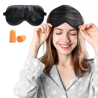 Viedouce Schlafmaske Seide Augenmaske,100% Hautfreundlich Frauen und Herren, Angenehme Schlafmaske,Ideal für Schlaf zu Hause Auf Reisen (Schwarz)