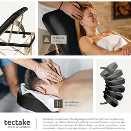 Tectake tectake® 3 Zonen Massageliege Breite 70 cm, Polsterung 10 cm mit Holzgestell, 218 x 102 x 90 cm
