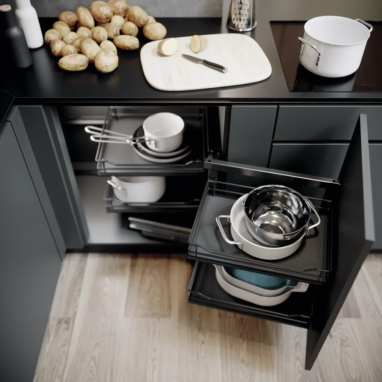 Naber 8037136 VS COR Fold Rahmen Eckschrank-Schwenkbeschlag 800 mm Schrank, 4...