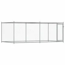vidaXL Hundezwinger mit Tür 4 x 2 x 1,5 m Stahl Grau