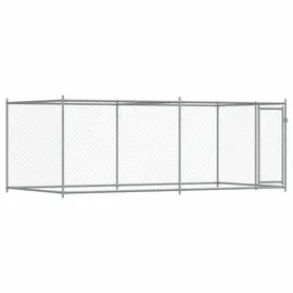 vidaXL Hundezwinger mit Tür 4 x 2 x 1,5 m Stahl Grau