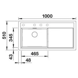 Blanco Zenar XL 6 S links Einbau von Oben silgranit schwarz Handbetätigung 1000 x 510 mm