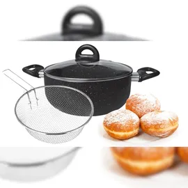 4big.fun Cheffinger Topf-Set 3-tlg. Frittiertopf + Frittierkorb + Glasdeckel