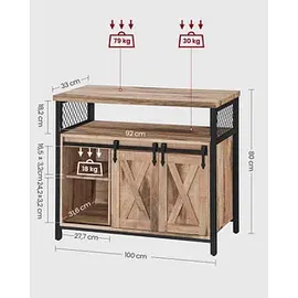 VASAGLE Sideboard, LSC092B50 natur 100,0 x 33,0 x 80,0 cm