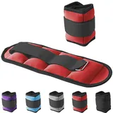 G5 HT SPORT Gewichtsmanschetten für Knöchel und Handgelenke | Verstellbar mit Klettverschluss | Für Fitness, Yoga, Rehabilitation, Joggen, Gymnastik, Aerobic, Fitnessstudio (2 x 2 kg (ROT))