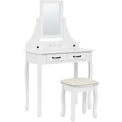 Schminktisch mit Spiegel und Hocker RAYON Weiß