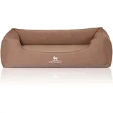 Knuffelwuff Hundebett Leano Orthopädisch Velours XXL 120 x 85cm Hellbraun