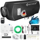 KESSER® Standheizung Diesel 8kW Dieselheizung 12V/24V mit Timer, LCD-Display & Fernbedienung | Schnelles Aufheizen | Lufterhitzer mit Schalldämpfer & Thermostat (Schwarz, 8KW)