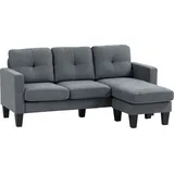 Homcom Ecksofa Couch mit Umkehrbarer Chaiselongue Sofa L Form Eckcouch mit Federkern, Hochdichtem Schaumstoff, Leinenoptik für Wohnzimmer, Schlafz... - Dunkelgrau