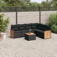 Gecheer 7-TLG. Gartenlounge Set, Gartenmöbel Lounge Sofa, Loungemöbel Terrasse, Balkon Lounge Set, Kissen, Polyrattan
