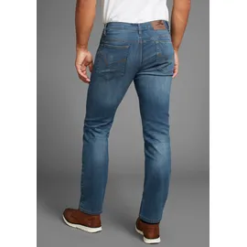 Arizona Stretch-Jeans ARIZONA, Herren, Gr. 34, Länge 32, blauus, Denim/Jeans, Obermaterial: 98% Baumwolle, 2% Elasthan, unifarben, Basic, straight fit lang, Jeans, gerade Beinform, niedrige Leibhöhe, mit Gürtelschlaufen