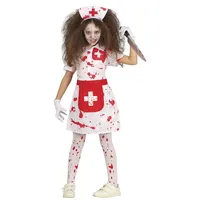 FIESTAS GUIRCA Zombie Krankenschwester - Weiße Blutige Krankenschwester Uniform – Halloween Kinder Kostüm für Mädchen von 5-6 Jahren, Rot-weiß