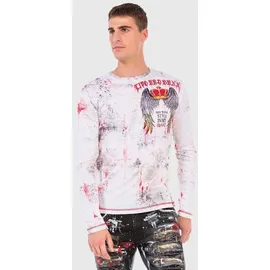 Cipo & Baxx "Sweatshirts", Herren, Gr. M, weiß, 50% Baumwolle, 50% Polyester, bedruckt, regular fit, Rundhals, Shirts T-Shirt, mit coolem Allover-Muster