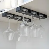 2 Stück Weinglashalter zum Umhängen, Selbstklebende Glashalter Hängend, Weinglasregal zum Aufhängen unter dem Regal, Stielglasregal Ohne Bohren unter dem Schrank, Glasaufhängerregal für die Bar