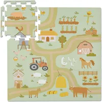 Relaxdays Puzzlematte, 21-TLG. Baby Spielmatte, Bauernhof-Motiv, Tiere, schadstofffreier Schaumstoff,