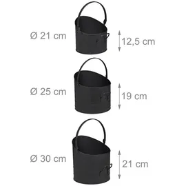 Relaxdays Aschekasten 3er Set Ø 21, 25 & 30 cm Metall schwarz