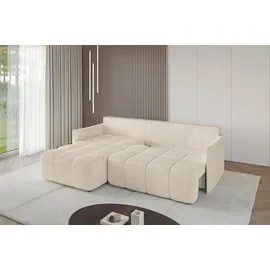 altdecor Ecksofa Cord mit Schlaffunktion 2-Sitzer Beige