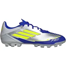 adidas F50 League Messi AG Fußballschuhe JR8057 - silver met./solar yellow/lucid blue 48