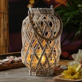 MARELIDA Windlicht mit Glaseinsatz Laterne Juteiseil maritime Dekoration 30cm