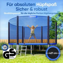 monzana Trampolin 427 cm inkl. Sicherheitsnetz Blau