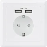 Basetech 1425527 Unterputz-Steckdose mit USB IP20 Weiß