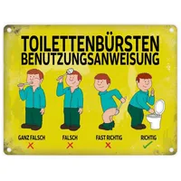 Trendaffe Metallschild mit Spruch: Toilettenbürstenbenutzungsanweisung