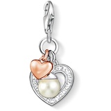 Thomas Sabo Damen Charm-Anhänger Herzen Süßwasserzuchtperle Charm Club 925 Sterling Silber 0937-426-14