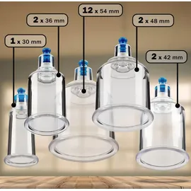 PULOX Schröpfgläser-Koffer - 19 Stk. im Aluminium-Koffer inkl. Vakuumpumpe
