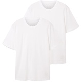 TOM TAILOR Herren 1037741 Doppelpack T-Shirt mit Rundhals-Ausschnitt aus Baumwolle, 20000-White, XL