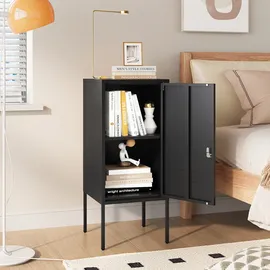 [en.casa] Nachtschrank Hausjärvi 82x35x35 cm Türgriff links Stahl Schwarz