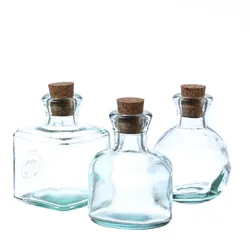 Deko Flaschen mit Korken - Recyclingglas - spülmaschinenfest - H: 10cm - transpa...