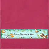 Erwin Müller Handtuch mit Namen - personalisiert - Motiv Kinder – Wald - viele Farben & Motive - Dusch-Handtuch - Fuchsia - Größe 50x100 cm - persönliches Geschenk mit Wunsch-Name