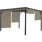 MCW Pergola, Taupe, Metall, 405x212x405 cm, Sonnen- & Sichtschutz, Pavillons & Pergolas, Pergolas