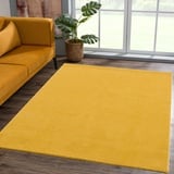 SANAT Teppich Uni rechteckig, robuster Kurzflorteppich, große Farbauswahl, Gelb, 120 x 170 cm