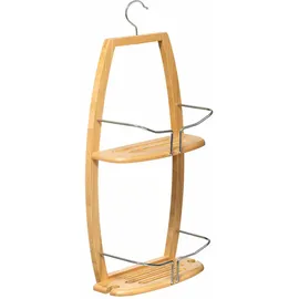 5five simply smart Hänge-Duschregal mit 2 Fächern, Bambus, Stahl, Beige, 58 cm