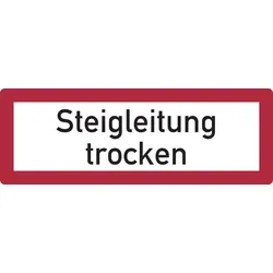 Feuerwehrschild, Steigleitung trocken - DIN 4066 - 297x105x0.45 mm Aluminium geprägt