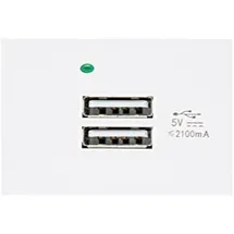 Maclean Brackets USB-Steckdose 2x USB-Anschluss bis 2,1A Weiß