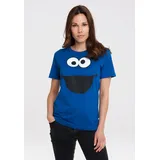 LOGOSHIRT T-Shirt "Sesamstraße - Krümelmonster Gesicht", Damen, Gr. M, blau, 100% Baumwolle, unifarben, normal, Rundhals, Shirts T-Shirt, mit lizenziertem Print