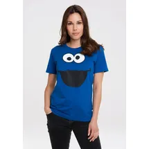 LOGOSHIRT T-Shirt "Sesamstraße - Krümelmonster Gesicht", Damen, Gr. M, blau, 100% Baumwolle, unifarben, normal, Rundhals, Shirts T-Shirt, mit lizenziertem Print