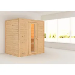 Sauna KARIBU ""Sonja" mit Energiespartür naturbelassen", beige (naturbelassen), ohne Ofen, (ohne Ofen), Saunen