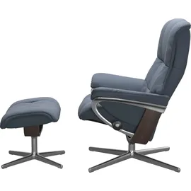 Stressless Stressless® »Mayfair« Set, Relaxsessel mit Hocker, mit Hocker, mit Cross Base, Größe S, M & L, Holzakzent Wenge blau