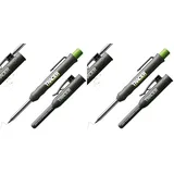 Tracer Tieflochmarker Bleistift mit Seitenhalter – 120mm ausziehbarer 2B Baustift mit eingebautem Spitzer | Tieflochbaustift Markierstift für Baustelle und Handwerk (Packung mit 2)