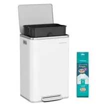 Songmics Mülleimer 50 l Wolkenweiß