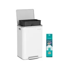 Songmics Mülleimer 50 l Wolkenweiß