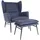 Mendler Lounge-Sessel HWC-L62 Stoff/Textil 80 x 80 x 100 cm Blau mit Hocker
