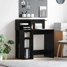 vidaXL Schreibtisch mit Stauraum Schwarz Eiche
