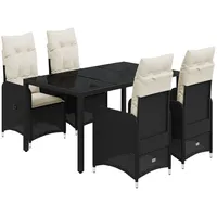 vidaXL 5-tlg Garten-Bistro-Set mit Kissen Schwarz Poly Rattan Modell 9