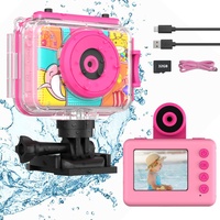 Ushining Kinderkamera Wasserdichte Kamera für Kinder, 1080P Digitalkamera Videokamera Selfie Kamera Unterwasser Kamera für Kinder mit 2,0 Zoll Bildschirm 32GB SD-Karte, Geschenke für Jungen Mädchen