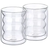 Mulex Latte-Macchiato-Glas Mulex Gläser Set San Diego, 2-tlg., Borosilikatglas, doppelwandig, ideal f. Kaffee, Cappuccino, Latte Macchiatto, 2tlg weiß